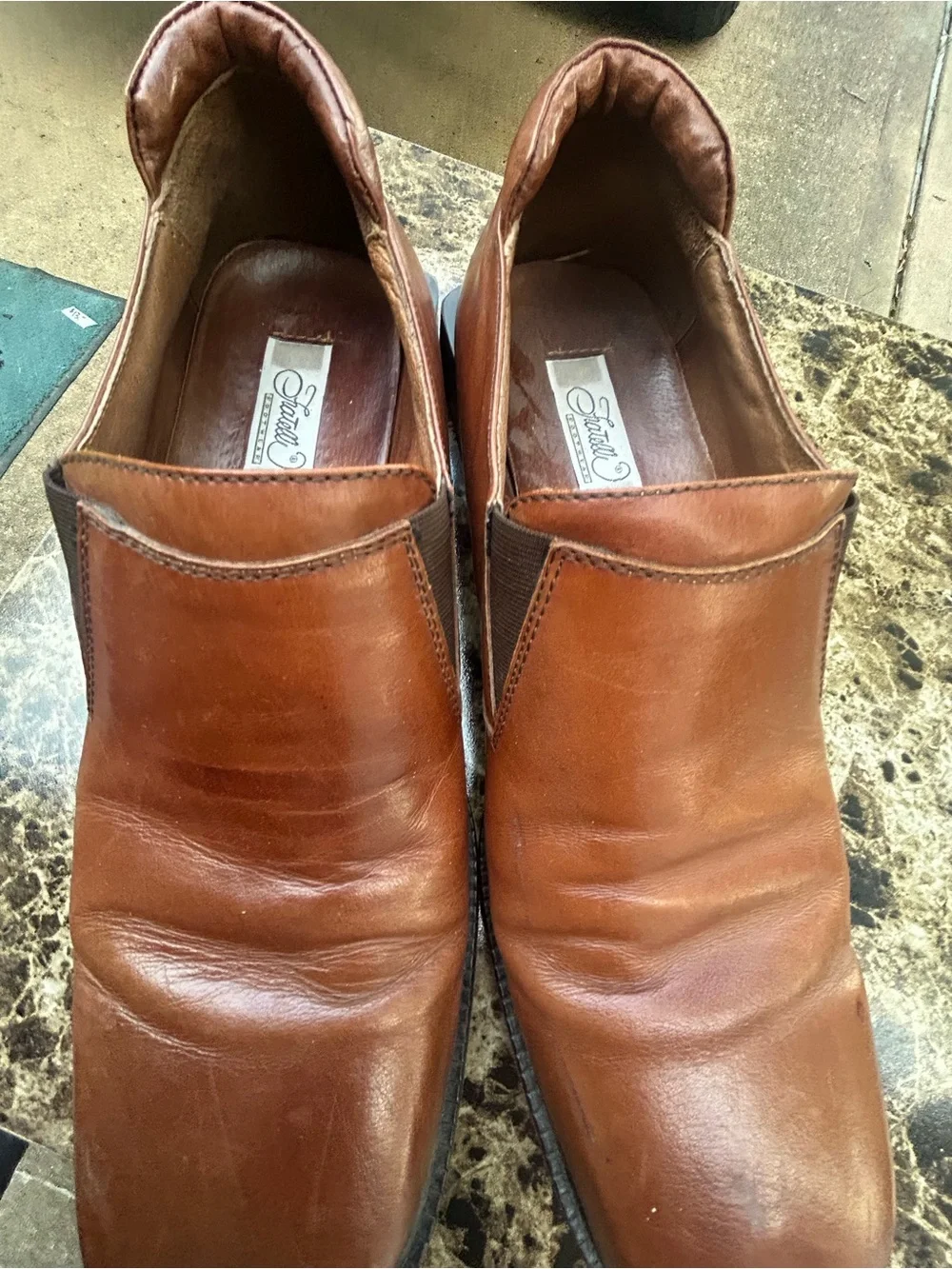 Fratelli Select Men's 11 M Brown Loafer Leather Slip-On Square Toe Dress Shoes